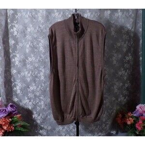 Vintage 90s Sweater Vest Size XXL 1990s Mens Wool Zip Up Academia Heritage